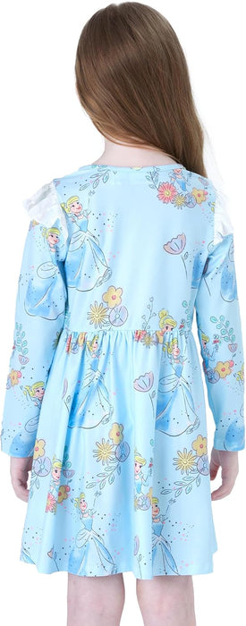 Disney Stitch Minnie Mouse Princess Frozen Girls Tie Back Dress Tween Kids Off Shoulder/Short Sleeve Smocked Outfit 2-13Years