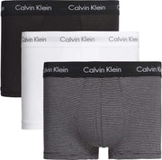 Men's 3P Low Rise Trunks (pack of 3) - White/ B&w Stripe/ Black