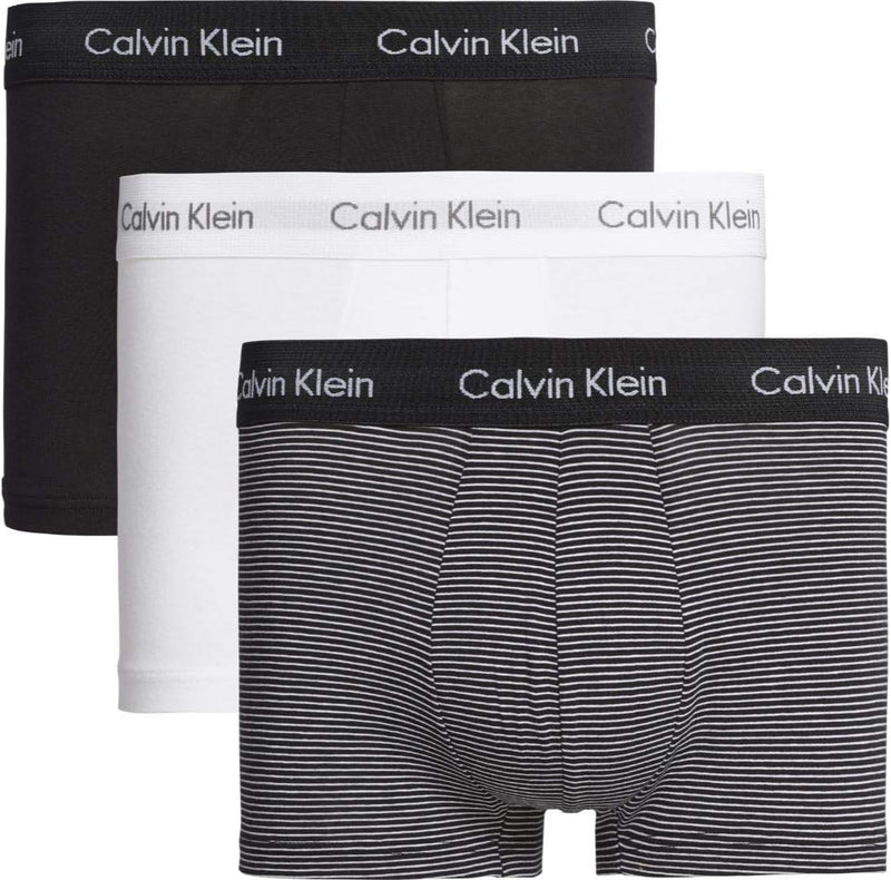 Men's 3P Low Rise Trunks (pack of 3) - White/ B&w Stripe/ Black