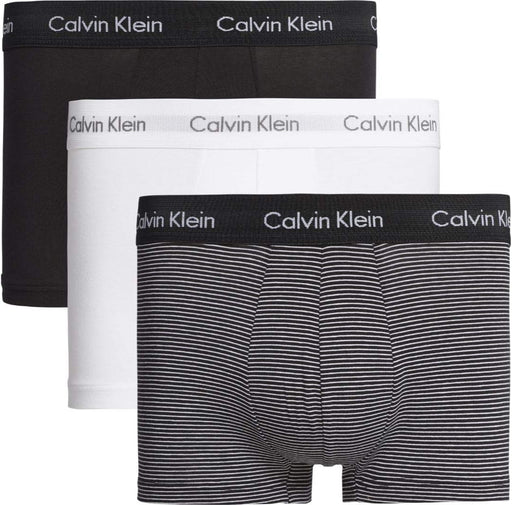 Men's 3P Low Rise Trunks (pack of 3) - White/ B&w Stripe/ Black