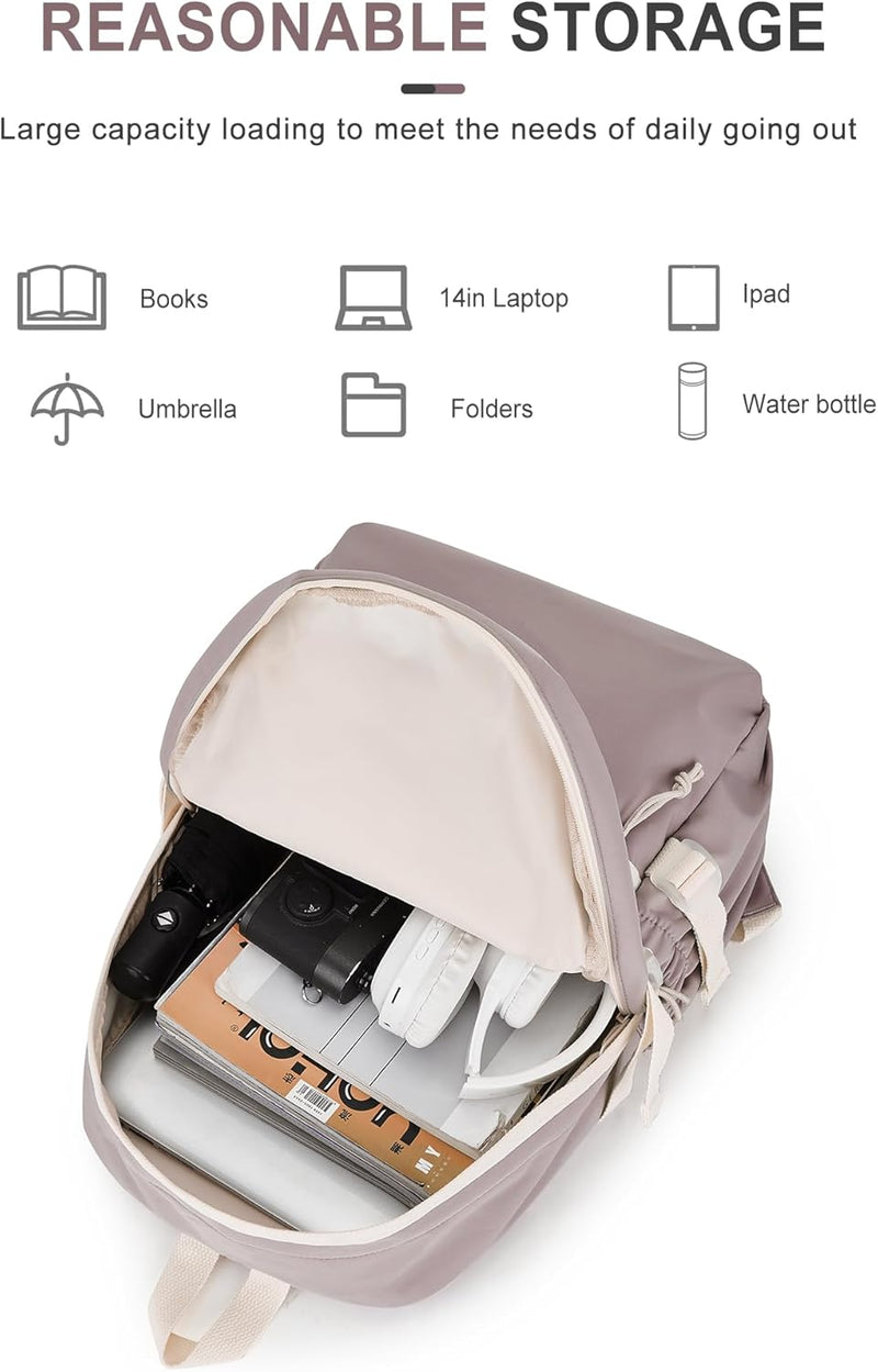 VECAVE Lightweight Casual Laptop Backpack Purse for Women,Travel Backpack with laptop compartment