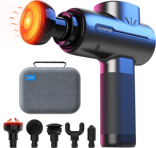 Active Massage Gun with Heat Deep Tissue Muscle, 2022 Upgrade Powerful Portable Gun Massage Percussion Massager Gun for Athletes, Electric Back Massagers, Handheld Body Massager Gun Gifts - Black