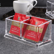 Acrylic Tea Bags Holder Coffee Sugar Bag Case Guest Room Storage Boxes - Holder for Tea Bags, Small Packets, Sweeteners,Sugar Packet, Coffee, Condiment (L16.6W8.2H7.5cm) - L16.6*W8.2*H7.5cm