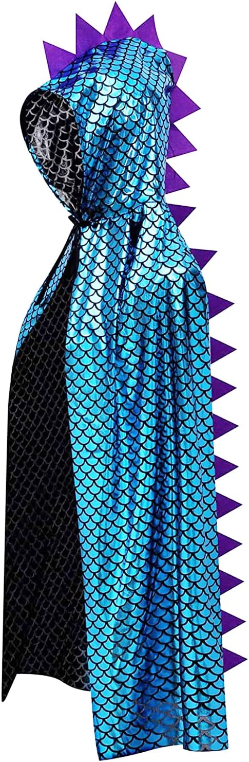 Dinosaur Dragon Cape and Gauntlets Halloween Costume Boy Girl Toddler Dress Up Clothes 3-8 Years Old - Hooded Blue Cloak