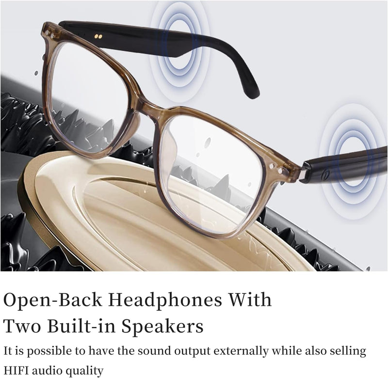 OKCSC Bluetooth Audio Sunglasses, Polarized Lenses, Semi-Open-Ear Smart Touch Eyewear for Music/Calls/Navigation, Bluetooth 5.3 Audio Eyewear, IPX5 Waterproof Indoor Outdoor Eyewear - Black