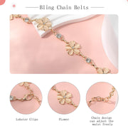 Azonee Metal Waist Chain Belts for Women Pearls Gold Silver Chain Belts for Dresses Adjustable Ladies Metal Body Link Belt