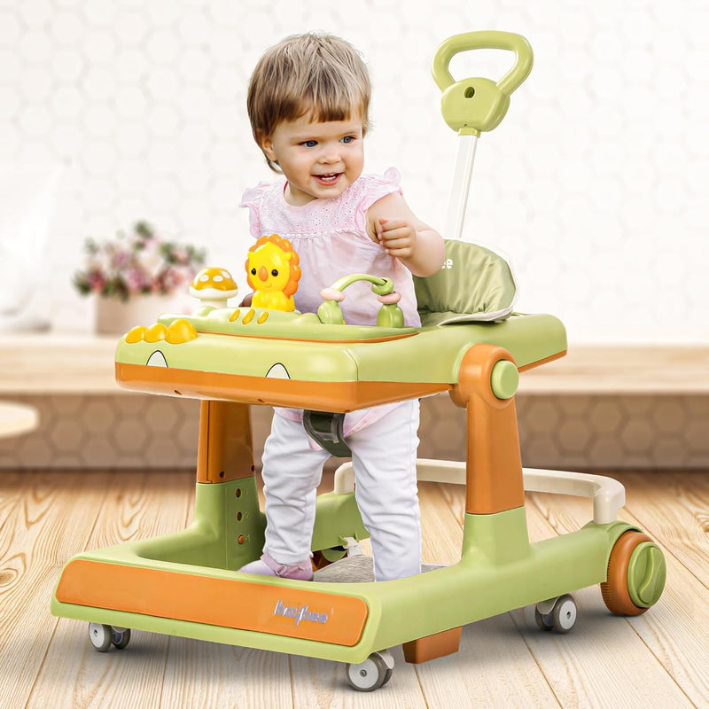 Baybee Zeni 3 IN 1 Baby Walker for Toddler with Parental Push Handle & 3 Height Adjustable, Baby Activity Walker with Stopper Kids Walker for 6-18 Months Boys Girls (Pink)