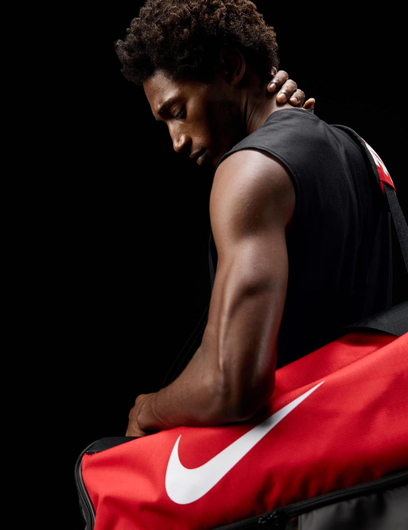 Nike Brasilia Medium Duffle 9.5 60L Duffel Bags For Unisex University Red/Black/(White) 1Size