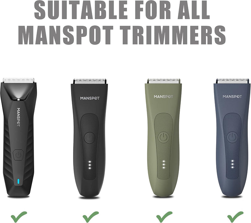 Electric Pubic Hair Trimmer Men's Shaving & Grooming Sets Kit w/ 4 Guards and Replaceable Ceramic Blade Heads, Waterproof Wet/Dry Groin Trimmer for Men, 90 Minutes Shaving, Body Groomer for Men (Blue)