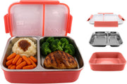Stainless Steel 2 Compartments Bento Lunch Box with Removable Inner Tray - Insulated, Leak Proof Bento Box for Kids, Adults - Multifunctional Air Tight Food Container (RED), 22167.5cm