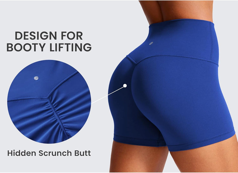 CRZ YOGA Womens Butterlift High Waist Scrunch Butt Biker Shorts 4 Inches - No Front Seam Workout Yoga Gym Booty Shorts