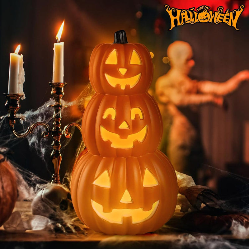 Jorunb Halloween Pumpkin Decoration,Halloween Pumpkin Lantern light Decor,Hollowed Pumpkin LED Lamp,Battery Operated Pumpkin Lantern for Halloween Decoration,Autumn Decoration (23 23 35cm)