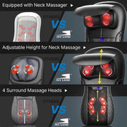 Neck & Back Massager with Heat, Shiatsu & Rolling Massage Chair Pad with Adjustable Neck Pillow, Vibration Seat & Spot Massage for Pain Relief & Relaxation Home & Office EM-5227
