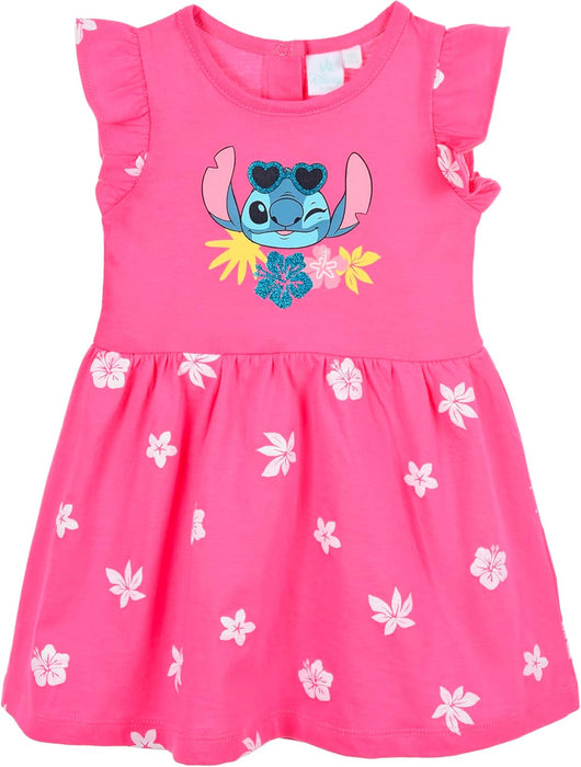 Disney Stitch Baby Girls Dress Soft Short Sleeve Cotton Dress 6-24 Months