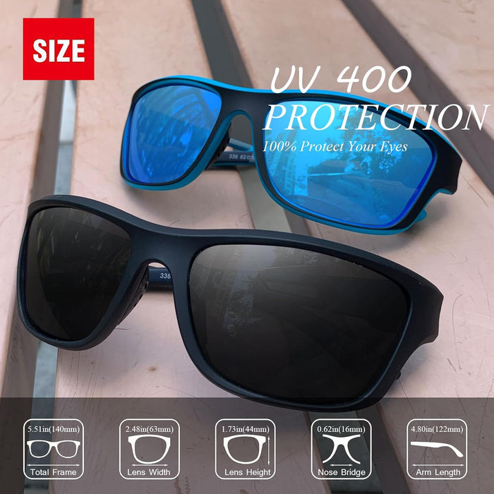 Sports Sunglasses Polarized For Mens Womens Driving Fishing Running Wrap Around Sun Glasses Unbreakable Frame Goggles with Glasses rope Strap UV Protection