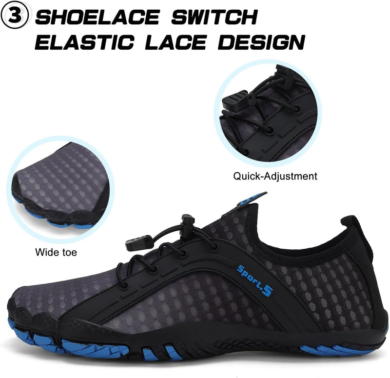 TcIFE Water Shoes for Men Women, Beach Shoes Summer Outdoor Footwear, Barefoot Socks, Quick Dry, for Beach, Swim, Pool, Surf, Boat, with Drain Holes