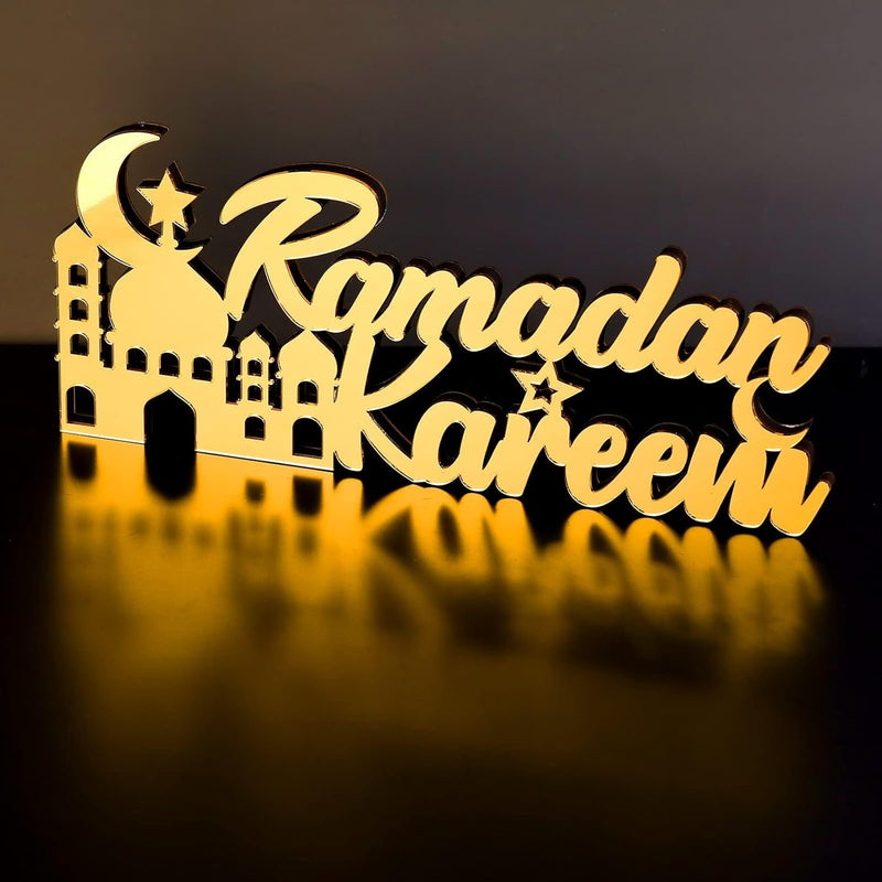 Islamic Tabletop Decors Ramadan Mubarak Sign Ramadan Kareem Sign Eid Decoration Islamic Home Decor Ramadan Gifts Wooden Letter Ramadan Table sign Eid Mubarak Tabletop decor for Desk (Ramadan Kareem) - Ramadan Kareem