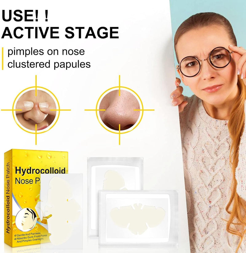 Nose Pore Strips, Hydrocolloid Patches for Pores and Pimples, Blackhead Remover for Overnight, Nose and Face Clean (12 count)