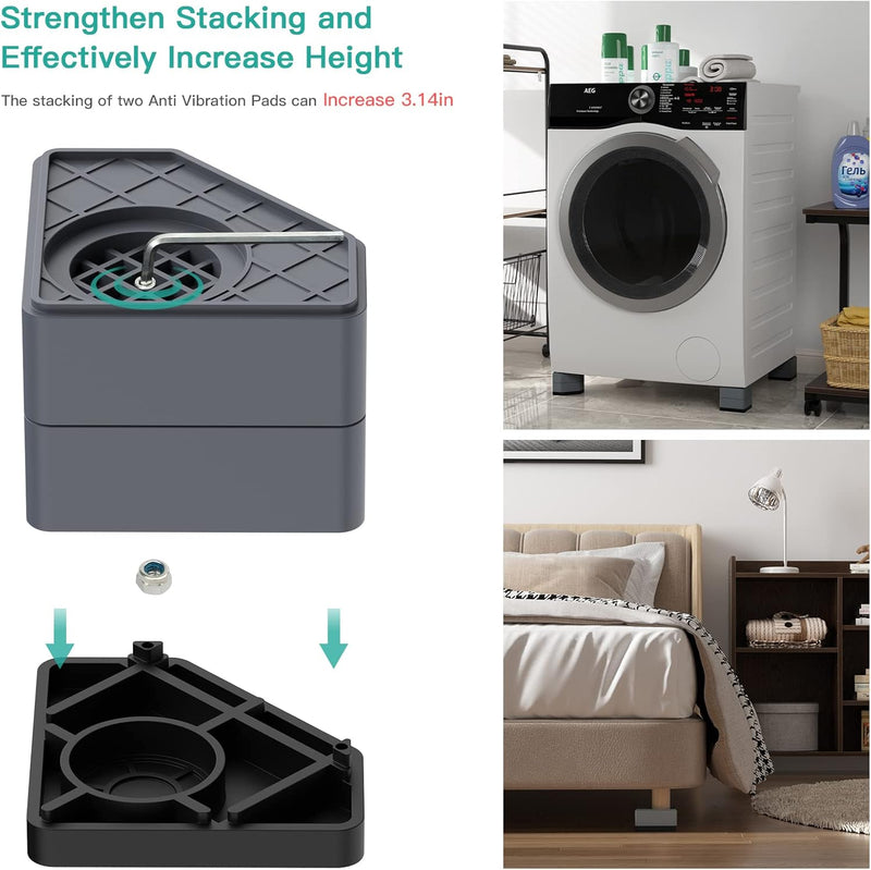 Anti Vibration Pads for Washing Machine, Washer & Dryer Pedestals Shock and Noise Cancelling Washing Machine Foot Pads, Washing Machine Support Stabilizer Mat Protect Laundry Shaking Walking Skidding