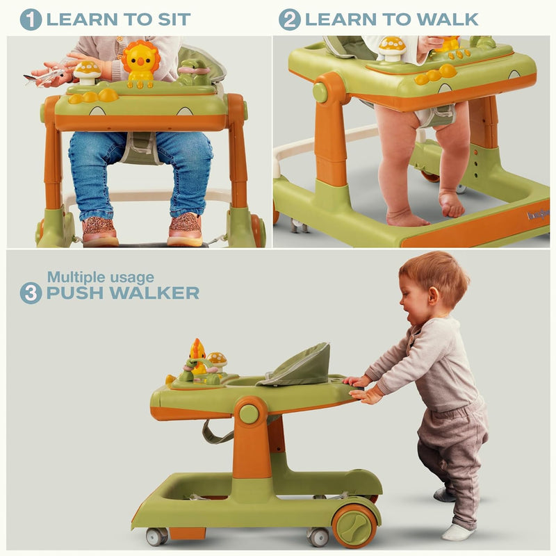 Baybee Zeni 3 IN 1 Baby Walker for Toddler with Parental Push Handle & 3 Height Adjustable, Baby Activity Walker with Stopper Kids Walker for 6-18 Months Boys Girls (Pink)