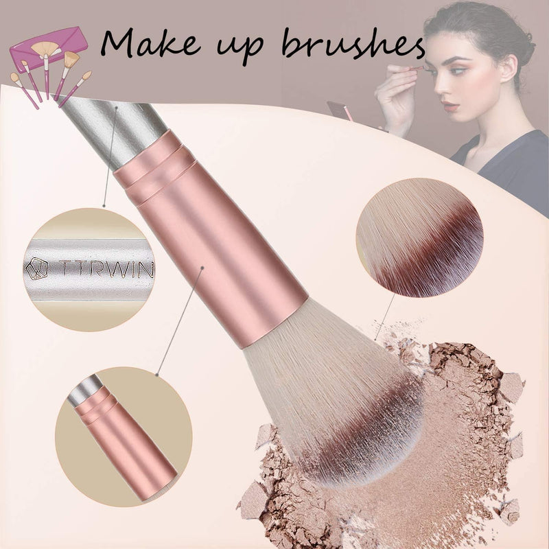 TTRWIN Make up Brushes, 18 Pcs Professional Makeup Brush Set Synthetic Kabuki Face Blush Lip Eyeshadow Eyeliner Foundation Powder Cosmetic Brushes Kit with PU Leather Bag Beige
