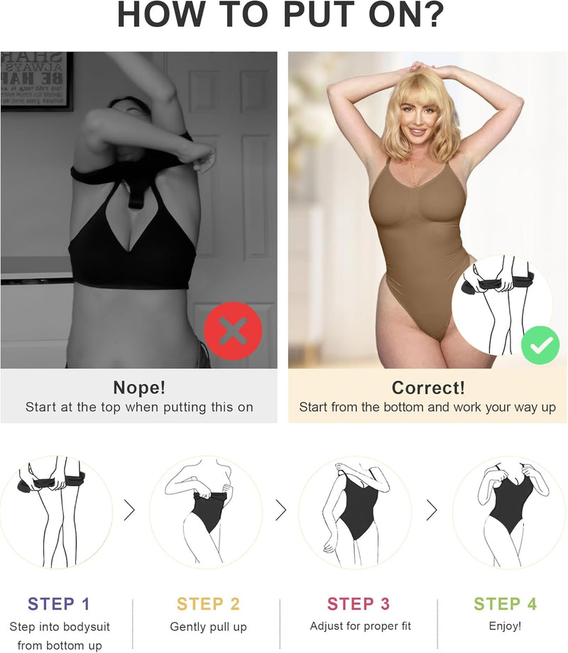 SHAPERX Bodysuit for Women Tummy Control Shapewear Seamless Sculpting Thong Body Shaper Tank Top