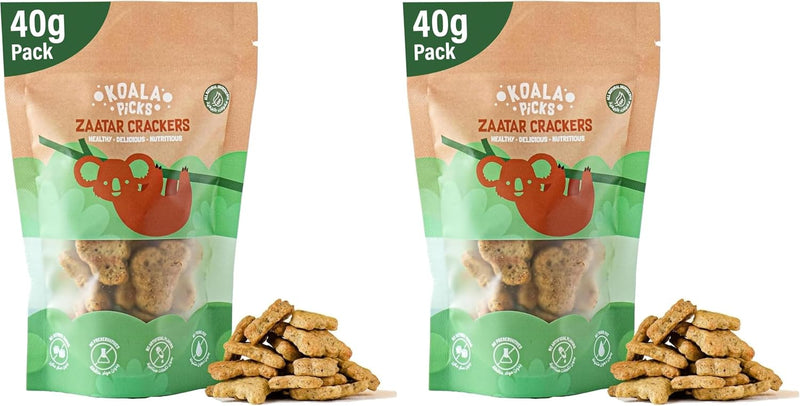 Koala Picks 120g Zaatar Crackers - Healthy Middle Eastern Savory Snack - 40g (Pack of 2)