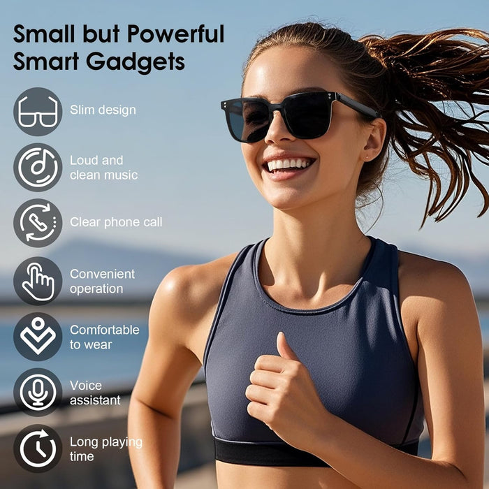 Smart Bluetooth Glasses, Clear Anti Blue Light Lenses, Magnetic Clip-On Sunglasses, UV400 Protection, Hands-Free Calls& Audio, for Indoor/Outdoor