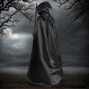 Halloween Costumes Halloween Cloak Cape Grim Reaper Costumes, Black satin Hooded Cape for Men Women