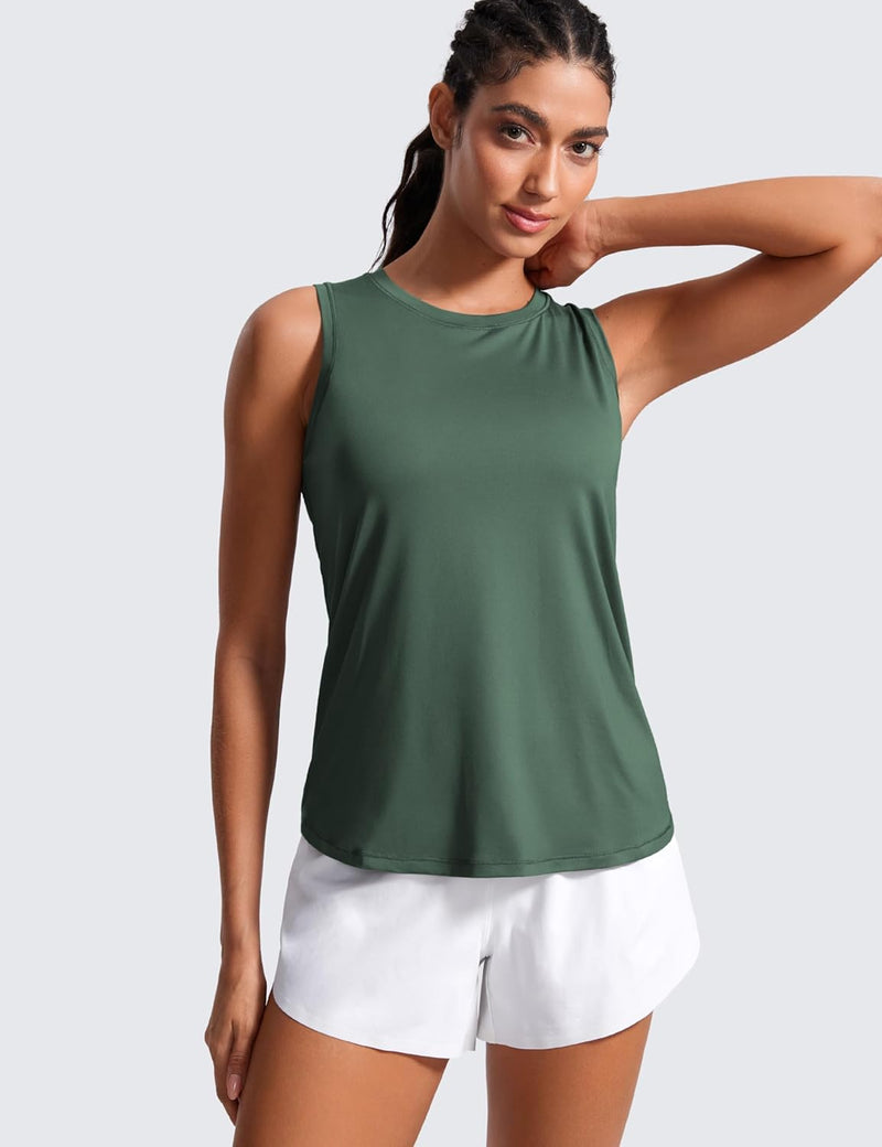 CRZ YOGA Lightweight Tank Top for Women Racerback Sleeveless Workout Tops High Neck Athletic Running Shirts