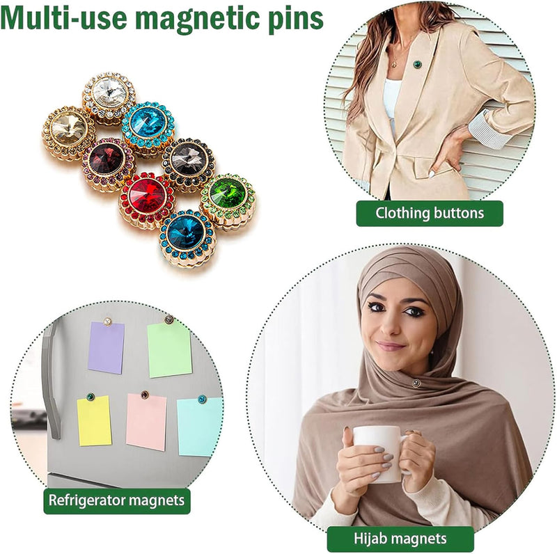 PIWINE Hijab Magnetic Pins,Multi-Use Rhinestones Hijab Magnet,Strength Magnetic Pins for Hijab,Strongest Commercial Strength Magnetic Hijab Pins Clips for Women Scarf Hijab Pins.