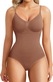Women Brabic Bodysuit Shapewear for Women Tummy Control shapewear bodysuit - Coffee Brief