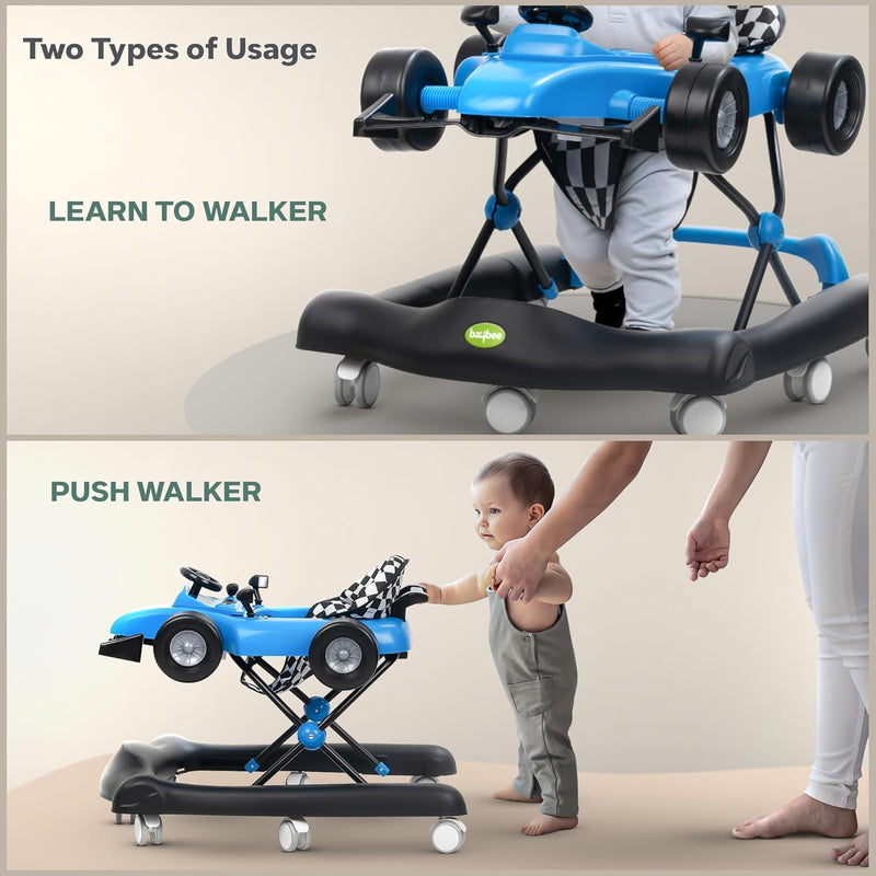 Baybee F1 Baby Walker for 6-18 Month Boy Girl, Push Walker for Kids with 3 Height Adjustable & High Back Seat | Activity Walker for Toddler (Yellow)