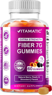 2 Pack Prebiotic Fiber Gummies for Adults - 7G Fiber Extra Strength - Zero Sugar Added - 60 Pectin Based Gummies - Digestive Health & Regularity Support - 60 Count (Pack of 1)