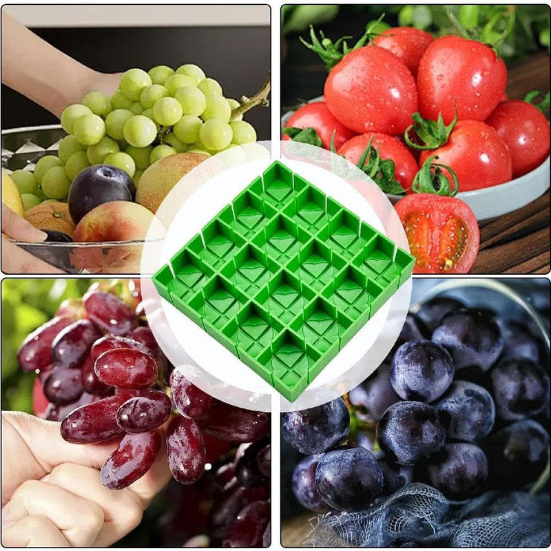Fruit Container Holder Cutter, 16 Compartments Finger Safe Tomato Slicing Tool, Food Grade Material, Cutting 16 Pieces in Second, Half or Quarter Cutting Tool for Salad and Kids Baby Toddler Snacks
