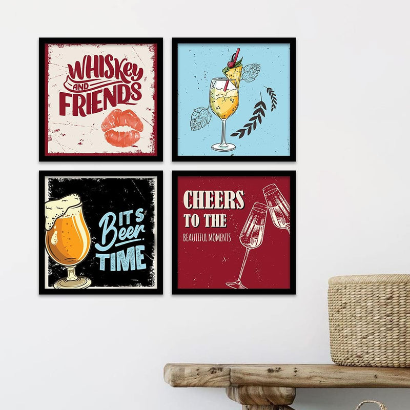 kotart Engineered Wood Photo Frames For Kitchen And Restaurant Wall Decoration - Food Quotes Decor Poster With Frame (11 Inch X 11 Inch, Multi) Design-2, Square)