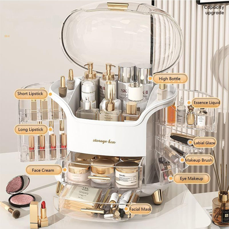 BAOLY Cosmetic Display Cases, Large Capacity Makeup Organizer, Dustproof Waterproof Storage Box with Transparent Cover, Multifunctional SkinCare Organizers for Bathroom Countertop,Bedroom Vanity Desk