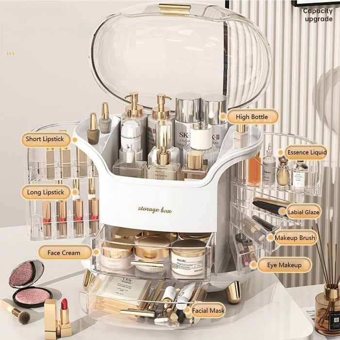 BAOLY Cosmetic Display Cases, Large Capacity Makeup Organizer, Dustproof Waterproof Storage Box with Transparent Cover, Multifunctional SkinCare Organizers for Bathroom Countertop,Bedroom Vanity Desk