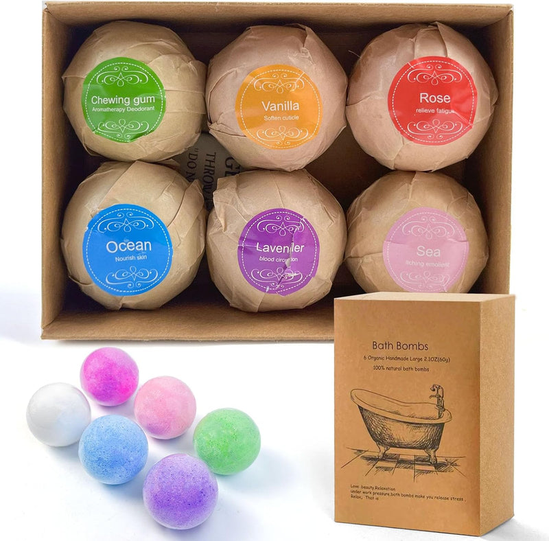 SKY-TOUCH Bath Bombs Gift 12 pcs, Natural Essential Oils Bubble Bathing Ball for Relaxation, Self Care & Gift for Women & Men