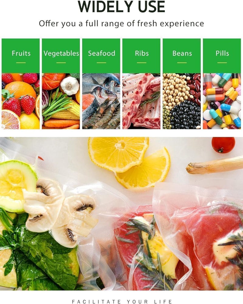 SKY-TOUCH 3 Rolls Vacuum Sealer Bags for Food, Thickened Puncture Prevention Food Saver BPA Free for Sous Vide cooking Microwave Freezer Storage (15x500cm, 22x500cm, 28x500cm)