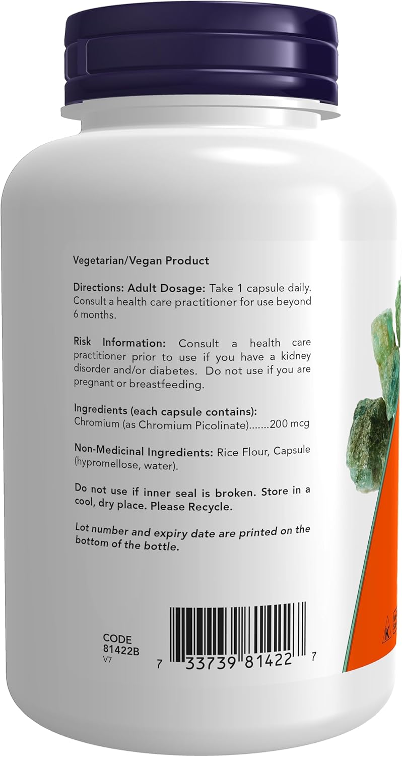 Foods Chromium Picolinate 200mcg Insulin Co-Factor Mineral for Healthy Glucose & Carbohydrate Metabolism & Weight Management Support 250 Veg Capsules - 250 Veg Capsules