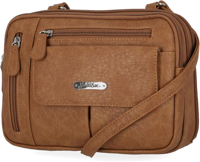 Zippy Triple Compartment Crossbody Bag - Camel (Austin)