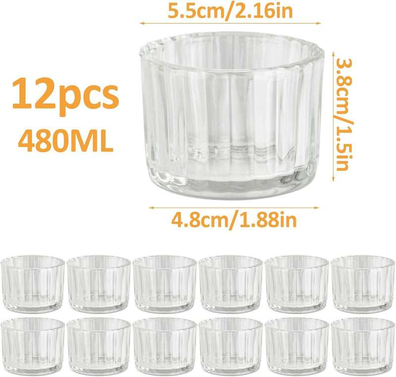 12 Pcs Votive Candle Holders,Tealight Holders,Tea Light Candle Holders for Table Centerpiece,Glass Candle Holder Set,Votive Candle Holder for Wedding, Birthday Party, Home Décor