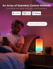 Bedside Touch Table Lamp RGBICWW, Matter Alexa Compatible LED Light 70 Scene Modes, Timer, Music Sync, 2700-6500K Night Lamp for Bedroom & Kids Living Room Decor(Corded Electric)