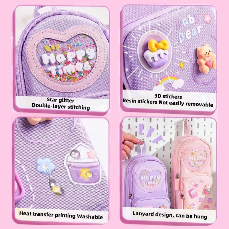 Pencil Case - Large Capacity Pencil Pouch, Handheld Pen Bag, Pencil Case Cute, Makeup Pocket Small Gadget Bag, 6 Compartments Pencil Bag Gift for Office School Teen Girl Boy Men (Purple)