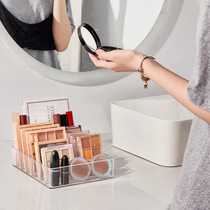 WECHENG Eyeshadow Palette Makeup Organiser, BPA Free 7 Section Divided Vanity Organise Holder for Drawer and Bathroom Counte Modern Cosmetics Storage (19cm x 16cm x 4.6cm)