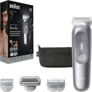 Braun Series 7 Body Groomer for Men, Body, Chest, Armpits, legs & Pubic Hair Trimmer with Smartlight & SkinGuard, 8-in-1 Grooming Kit, Waterproof with 6 Attachments, 100-Min Runtime, BG7550 Grey