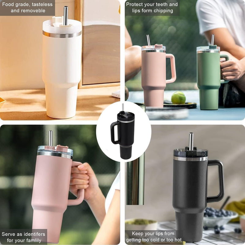 40 oz Insulated Tumbler with Handle and Straw, Insulated Travel Mug with Straw Cover, Stainless Steel Insulated Water Bottle,Dishwasher Safe, BPA Free Portable for Office Kitchen Travel (cream)