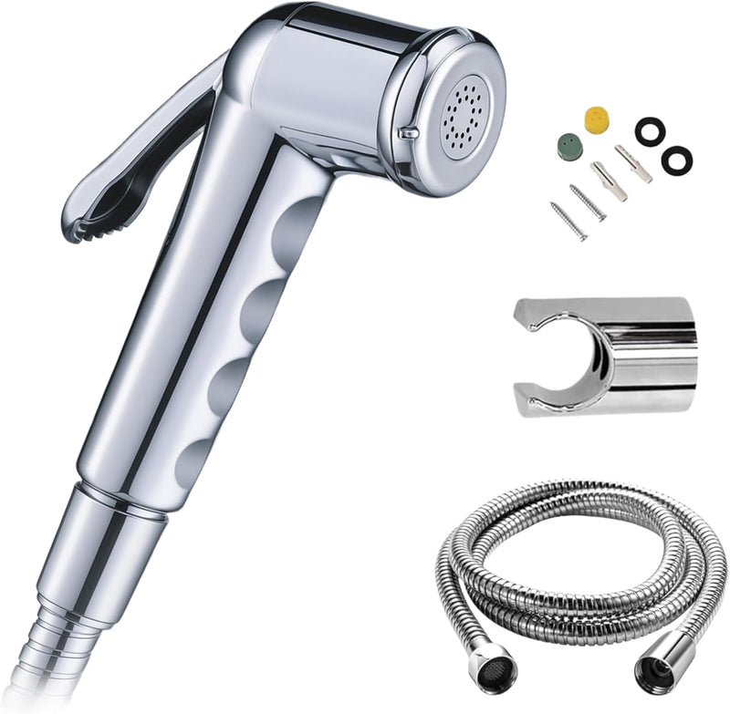 Shattaf Set – Premium Bidet Sprayer for Toilet with 1.2cm Stainless Steel Chrome Hose, Elegant Muslim Shower | trigger bidet |shatafa for toilet UAE
