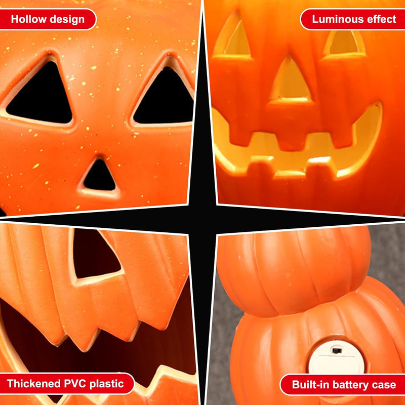 Jorunb Halloween Pumpkin Decoration,Halloween Pumpkin Lantern light Decor,Hollowed Pumpkin LED Lamp,Battery Operated Pumpkin Lantern for Halloween Decoration,Autumn Decoration (23 23 35cm)